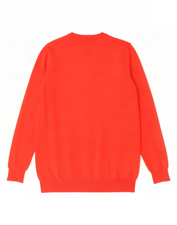 Zara Mens V-Neck Jumper Sweater Large Red Cotton