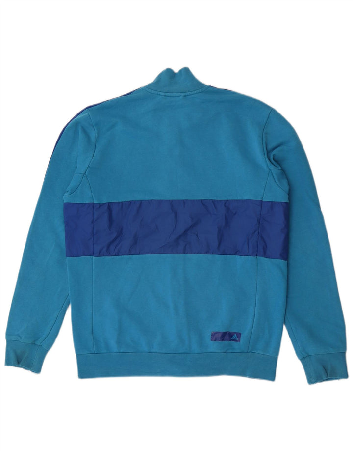 Męska bluza dresowa Adidas z grafiką, średnia niebieska, bawełniana z blokami kolorów