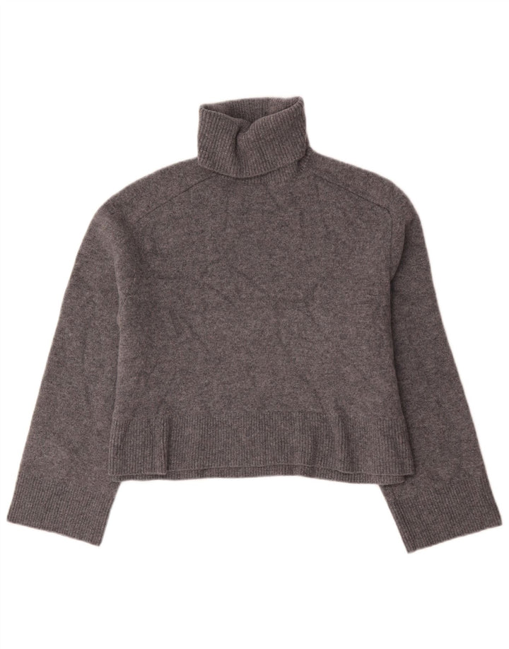 Damski sweter Zara Crop Oversize z golfem UK 10 Small, szara wełna