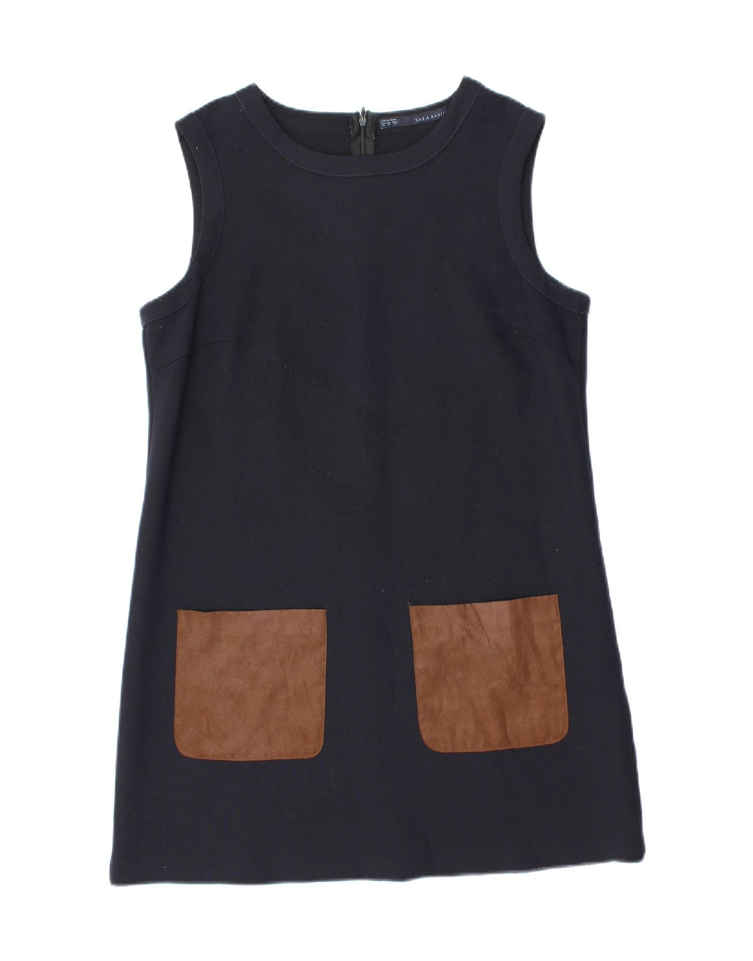 Damska sukienka typu shift bez rękawów Zara UK 18 XL Granatowy poliester