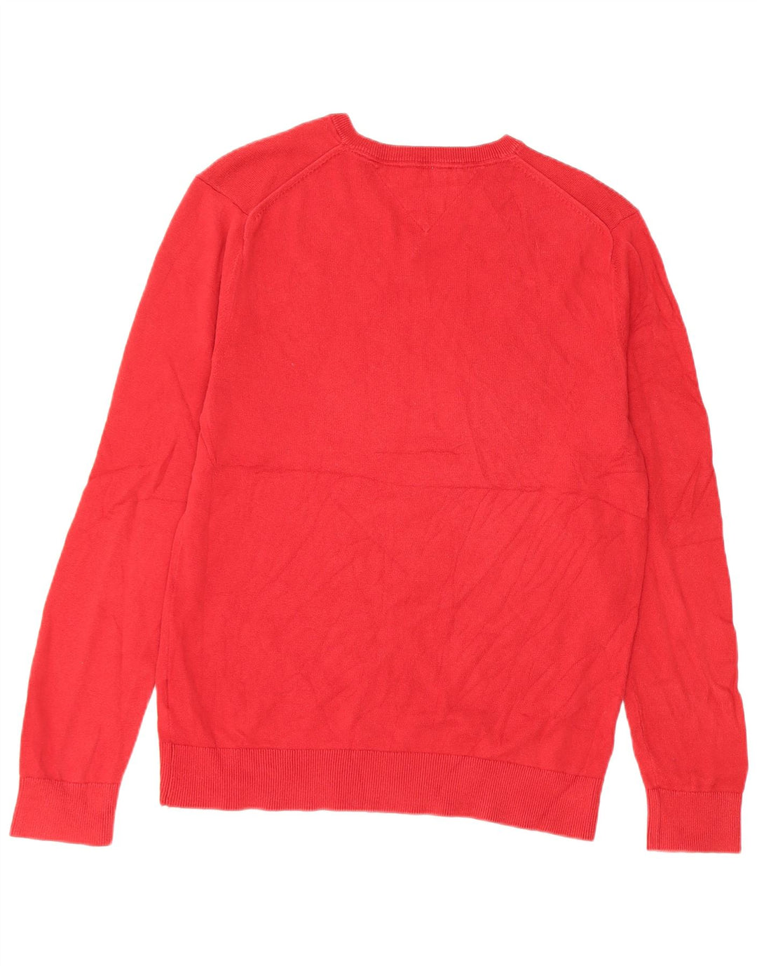 Męski sweter Tommy Hilfiger z dekoltem w kształcie litery V, duży, czerwony, bawełniany