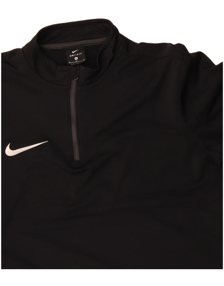 Męski dres NIKE Dri Fit z zamkiem błyskawicznym na szyi, średni czarny poliester
