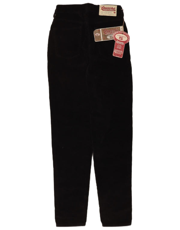 Aksamitne, zwężane spodnie damskie w stylu vintage IT 42 Medium W28 L31 Black