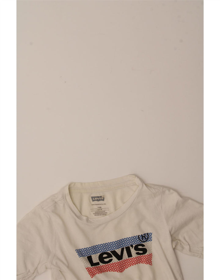 LEVI'S Boys Graphic T-Shirt Top 9-10 Years White Vintage Levi's and Second-Hand Levi's from Messina Hembry 