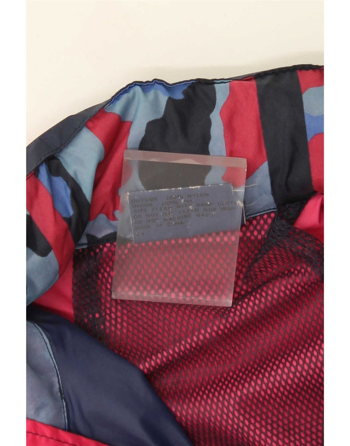 Męska kurtka przeciwdeszczowa z kapturem w stylu vintage UK 38 Średni granatowy nylon w blokach kolorów