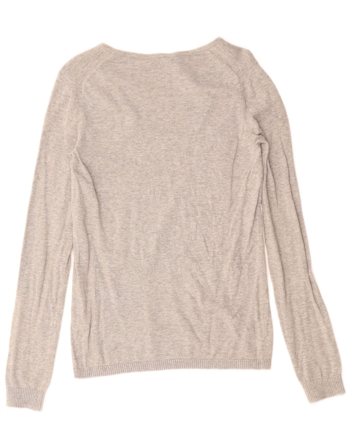 Lacoste Damski sweter z dekoltem w kształcie litery V, rozmiar 36, mały, szary, z bawełny w plamki
