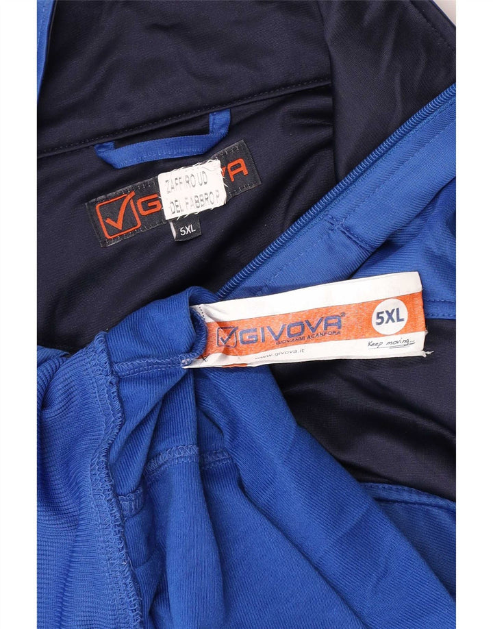 Męska kurtka dresowa Givova z grafiką, 5XL, niebieski, poliester z blokami kolorów