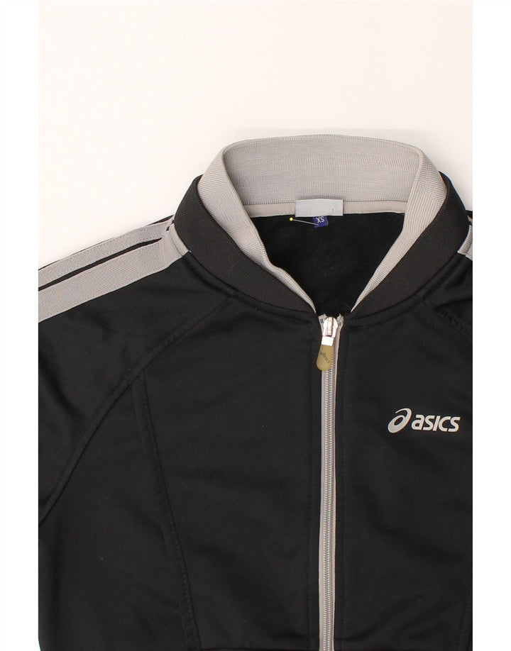 ASICS Womens Tracksuit Top Jacket UK 6 XS Black Colourblock Polyester Vintage Asics and Second-Hand Asics from Messina Hembry 