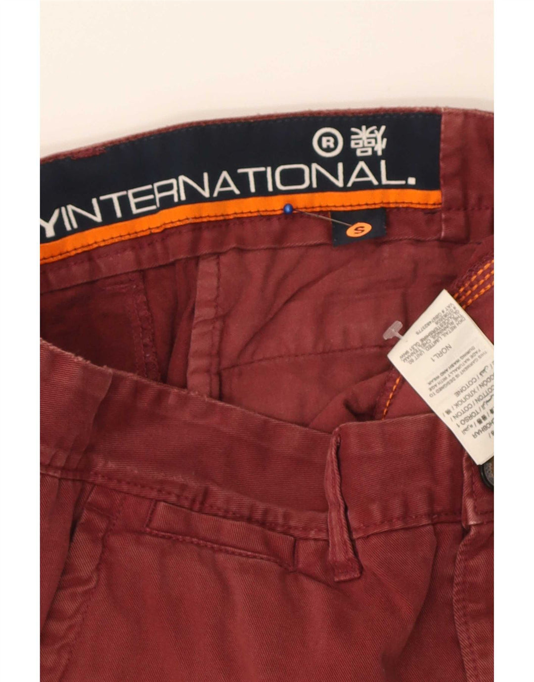 Męskie spodenki chino Superdry małe W32 bordowa bawełna