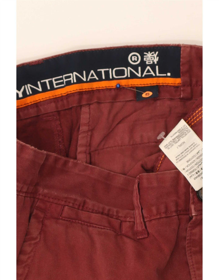 Męskie spodenki chino Superdry małe W32 bordowa bawełna