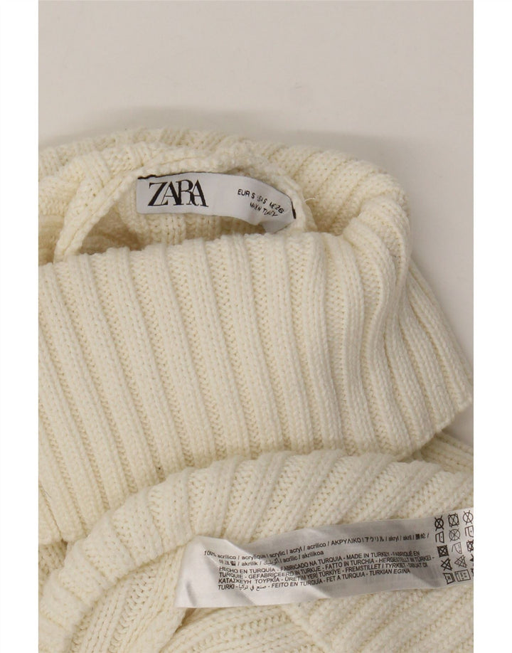 Damski sweter Zara Crop Oversize z golfem UK 10 Small White