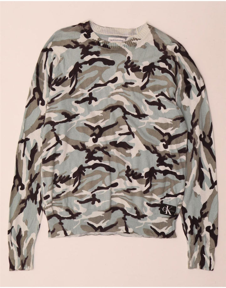 CALVIN KLEIN JEANS Damski sweter z dekoltem w łódkę UK 14 Średni niebieski