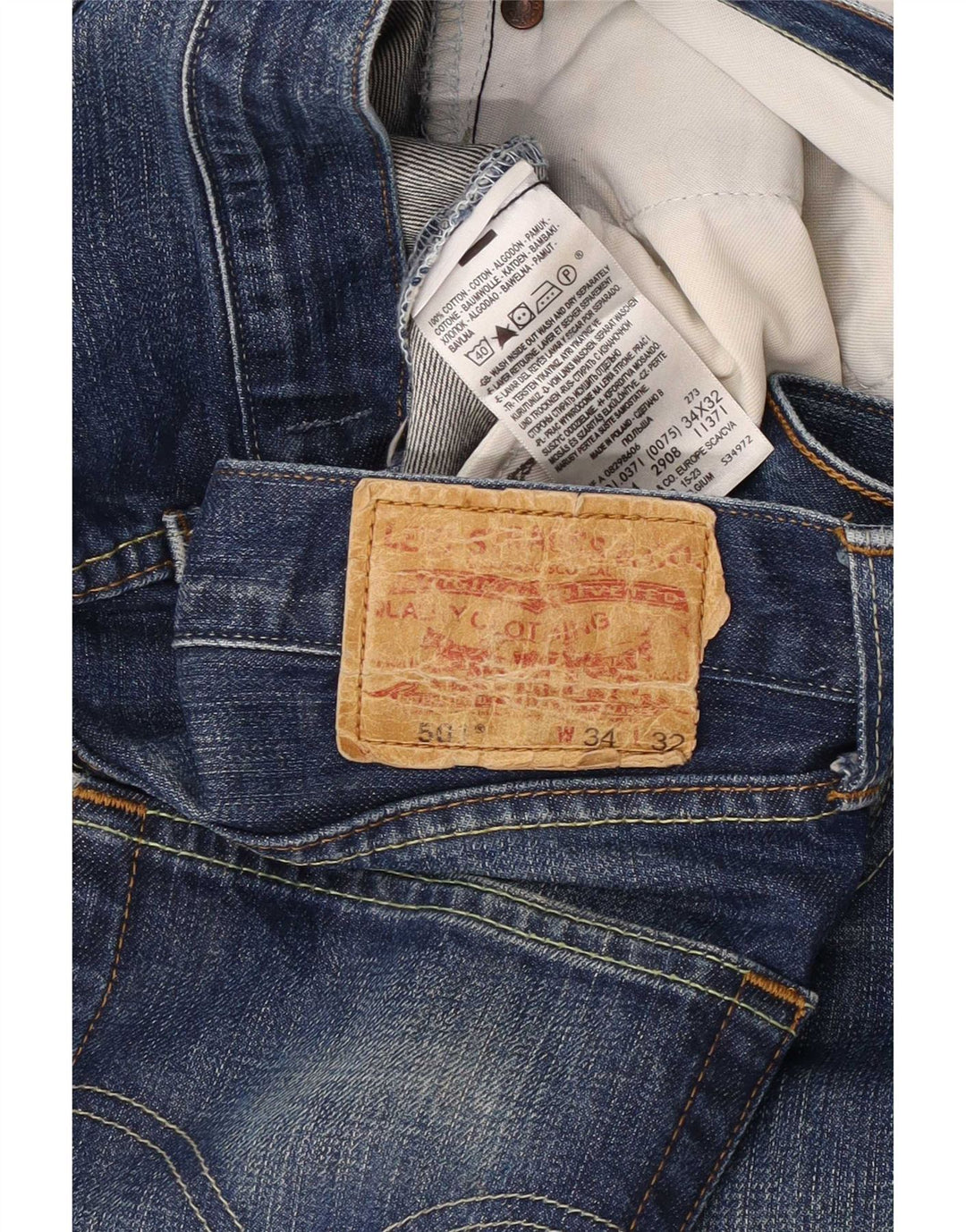 Męskie jeansy Levi's 501 Straight W34 L32 Niebieskie bawełniane