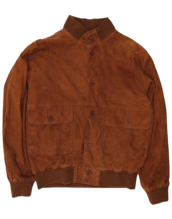 Męska zamszowa kurtka bomber Living World UK 42 XL, brązowa skóra
