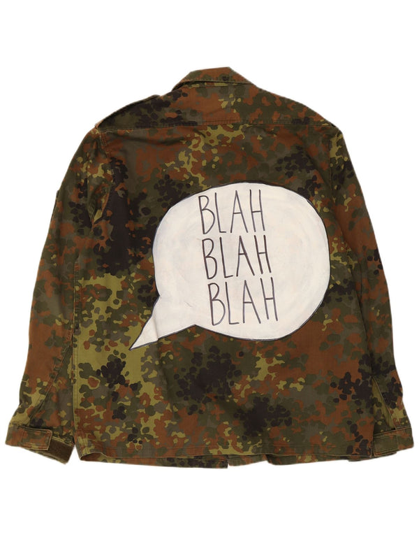 Męska kurtka wojskowa VINTAGE z grafiką UK 36, mały kamuflaż Khaki