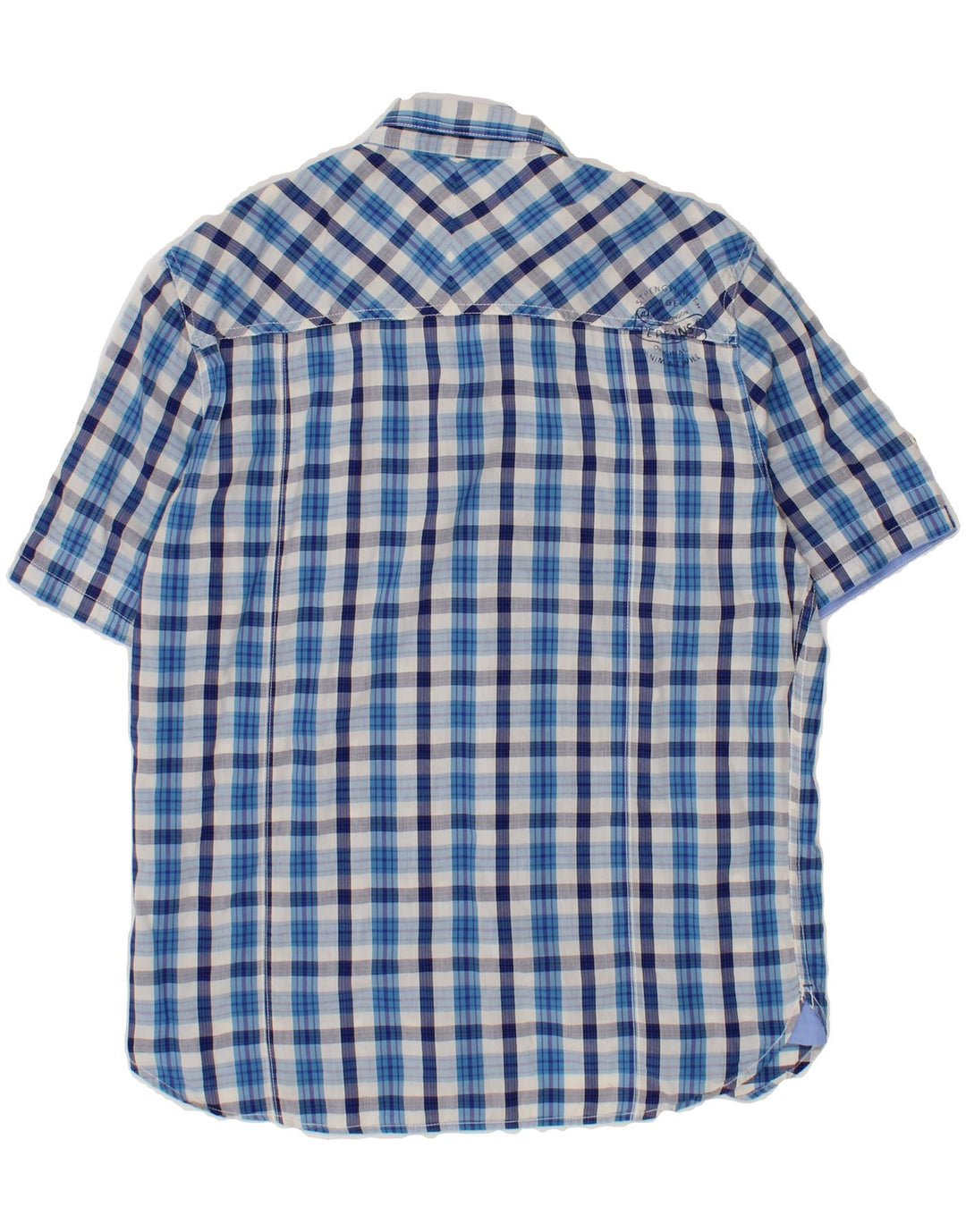 PEPE JEANS Mens Regular Fit Short Sleeve Shirt Medium Blue Check Cotton Vintage PEPE Jeans and Second-Hand PEPE Jeans from Messina Hembry 
