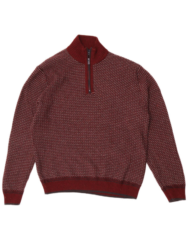 Męski sweter Marks & Spencer Blue Harbor z zamkiem błyskawicznym, duży, bordowy