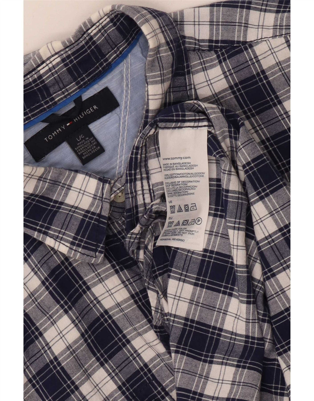 Męska koszula flanelowa Tommy Hilfiger, duża, bawełniana w granatową kratę