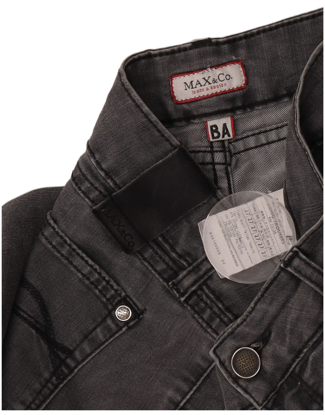 Damskie jeansy slim fit Max & Co. W27 L28 Szara bawełna
