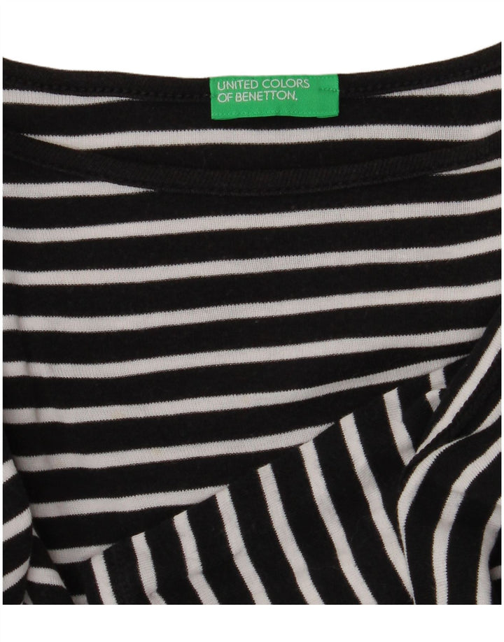 Damski top Benetton z rękawem 3/4, UK 12, średni, czarny, w paski, morski
