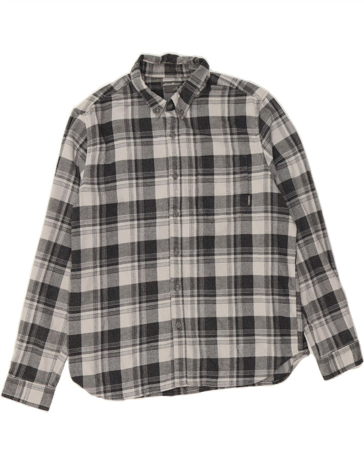 EDDIE BAUER Mens Flannel Shirt XL Black Check Cotton Vintage Eddie Bauer and Second-Hand Eddie Bauer from Messina Hembry 