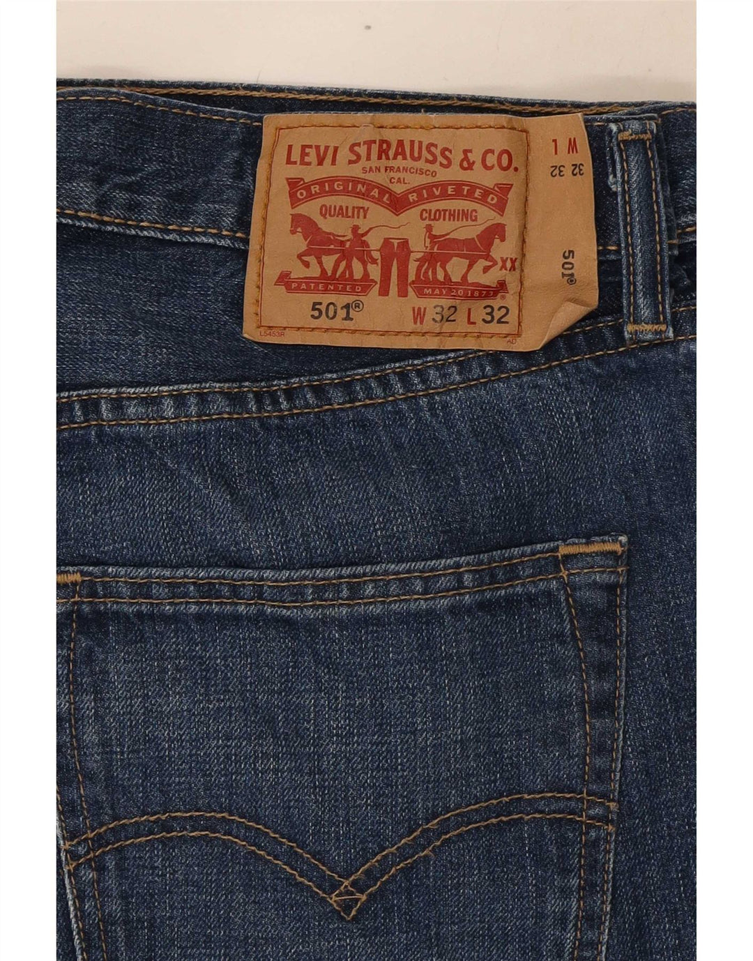 Męskie dżinsy Levi's 501 Straight W32 L32 Granatowa bawełna