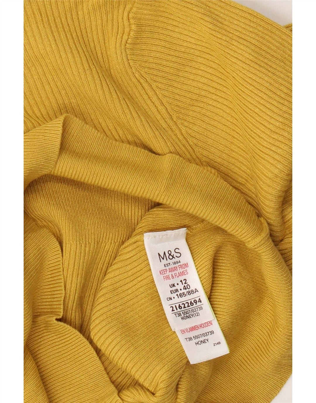 Damski sweter Marks & Spencer z okrągłym dekoltem, UK 12, średni żółty wiskoza