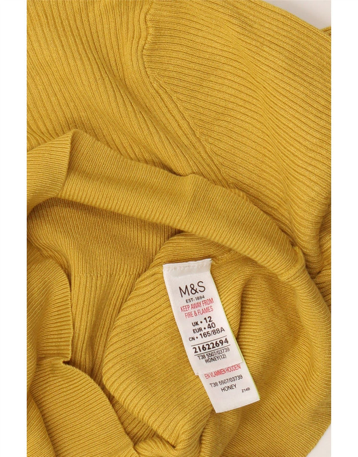 Damski sweter Marks & Spencer z okrągłym dekoltem, UK 12, średni żółty wiskoza