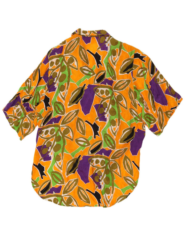 Vintage damska bluzka oversize z wiązaniem z przodu, UK 10, mała, żółta w kwiaty