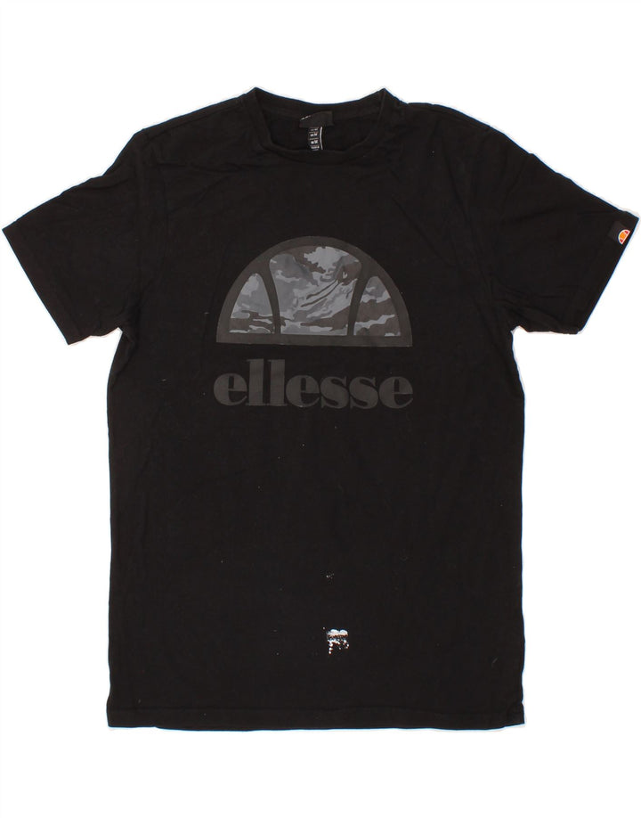 ELLESSE Mens Graphic T-Shirt Top Medium Black Cotton Vintage Ellesse and Second-Hand Ellesse from Messina Hembry 