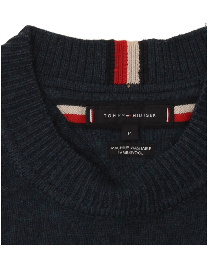 Męski sweter z okrągłym dekoltem Tommy Hilfiger, średni granatowy, wełna owcza