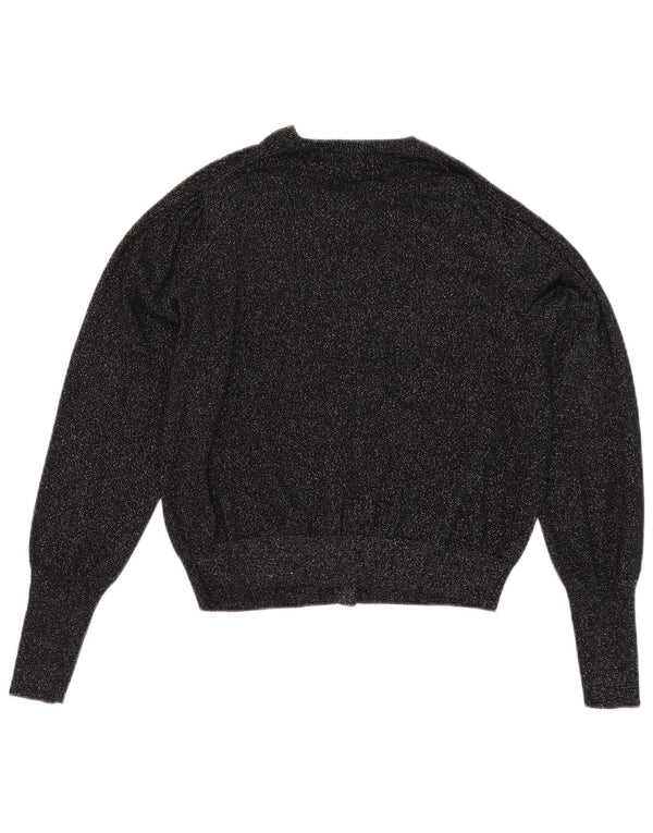 Marks & Spencer Damski sweter typu Crop Cardigan UK 14, duży, czarny, wiskoza
