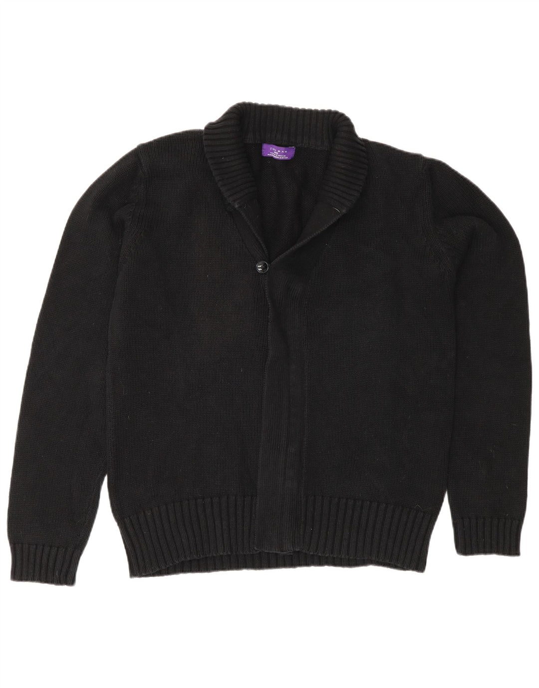 Zara Męski sweter kardigan Średni czarny bawełniany klasyk