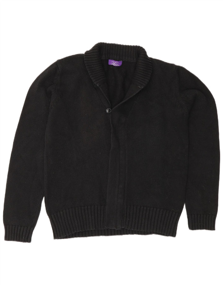 Zara Męski sweter kardigan Średni czarny bawełniany klasyk