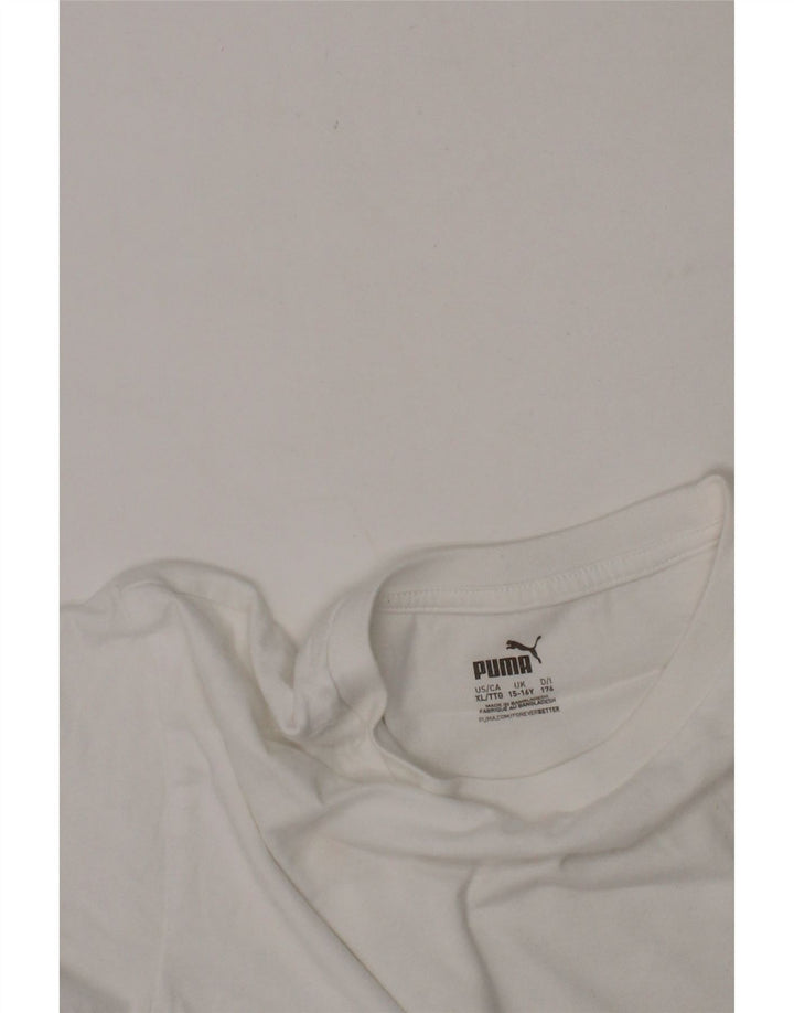 PUMA Girls T-Shirt Top 15-16 Years White Vintage Puma and Second-Hand Puma from Messina Hembry 