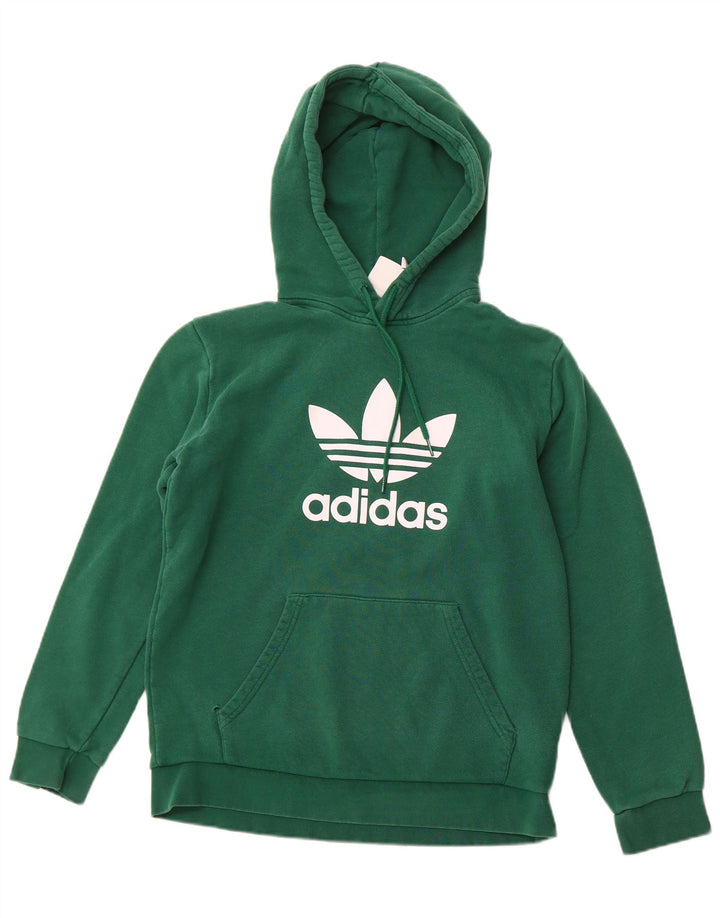 Męski sweter z kapturem ADIDAS z grafiką, średnio zielony, bawełniany