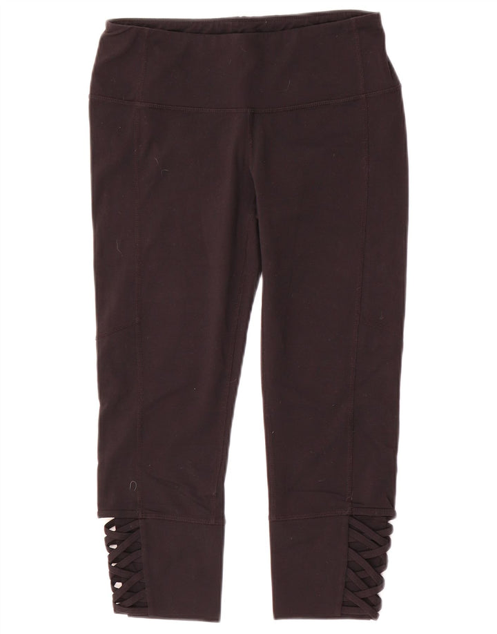 Damskie legginsy Capri ATHLETA UK 10, małe, czarne, nylonowe