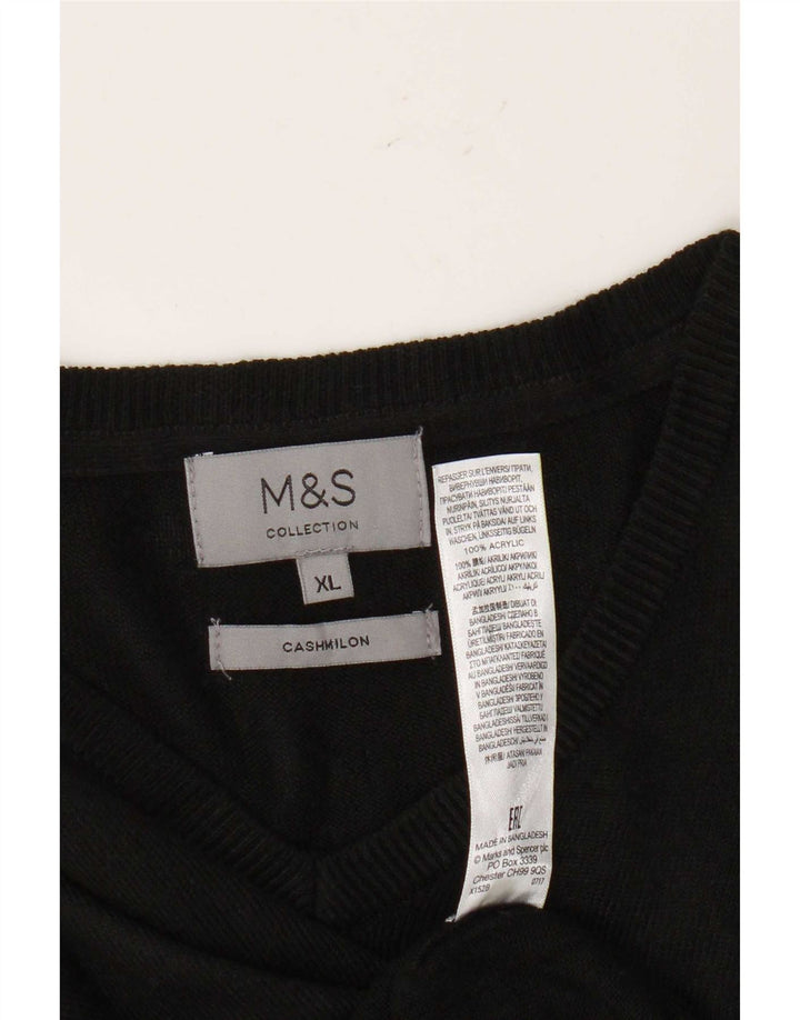 Marks & Spencer Męski sweter z dekoltem w kształcie litery V, XL, czarny, akrylowy