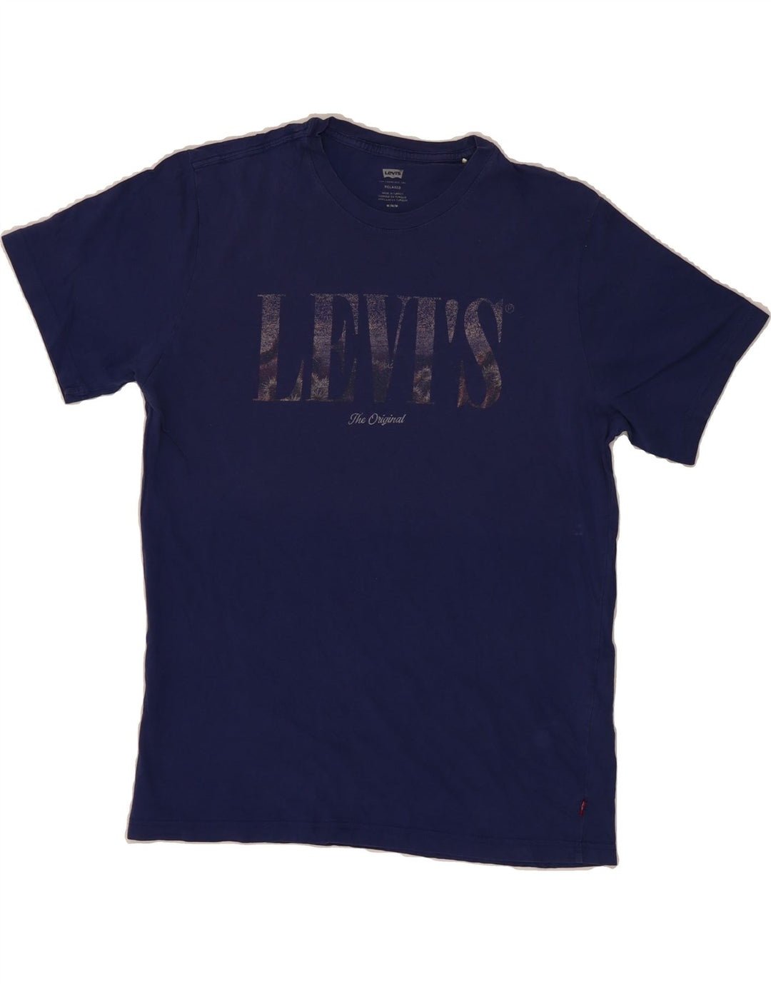 LEVI'S Mens Graphic T-Shirt Top Medium Navy Blue Cotton Vintage Levi's and Second-Hand Levi's from Messina Hembry 