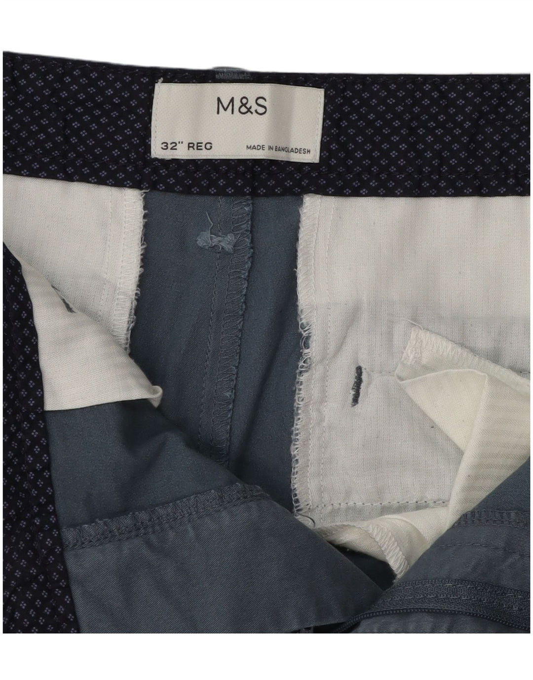 Marks & Spencer Męskie spodenki Chino W32 Średnioniebieskie, bawełniane