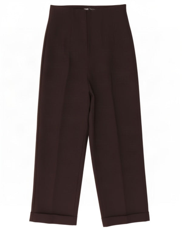 Zara Womens High Waist Straight Suit Trousers Small W28 L26 Black Polyester