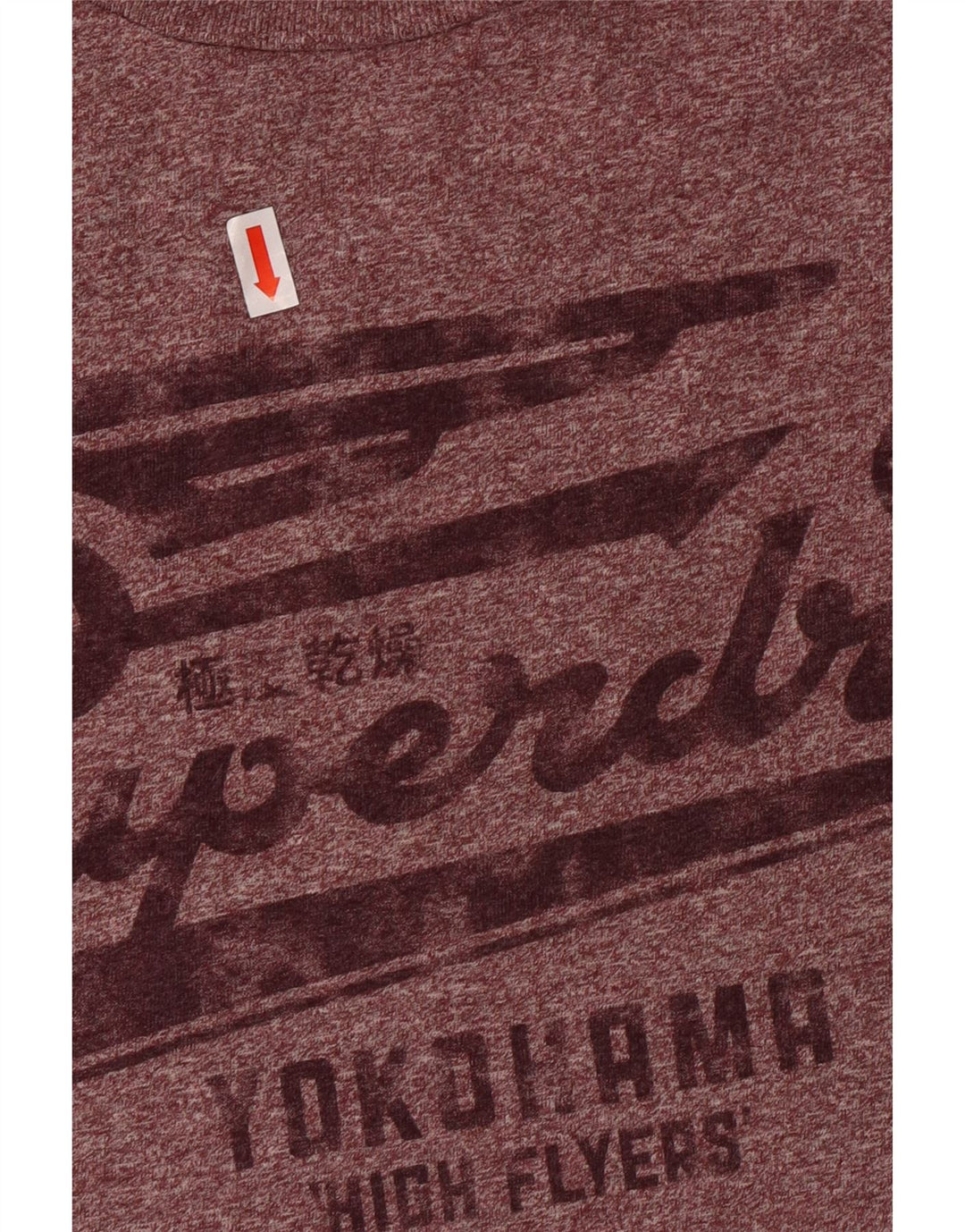Damski T-shirt z grafiką Superdry, duży, bordowy, nakrapiany bawełniany