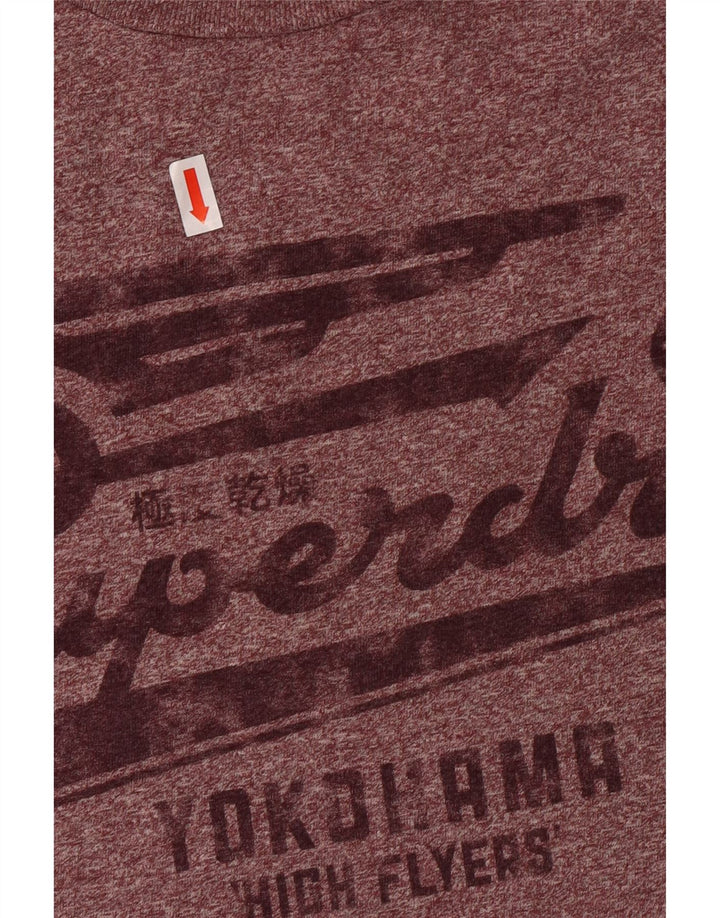 Damski T-shirt z grafiką Superdry, duży, bordowy, nakrapiany bawełniany