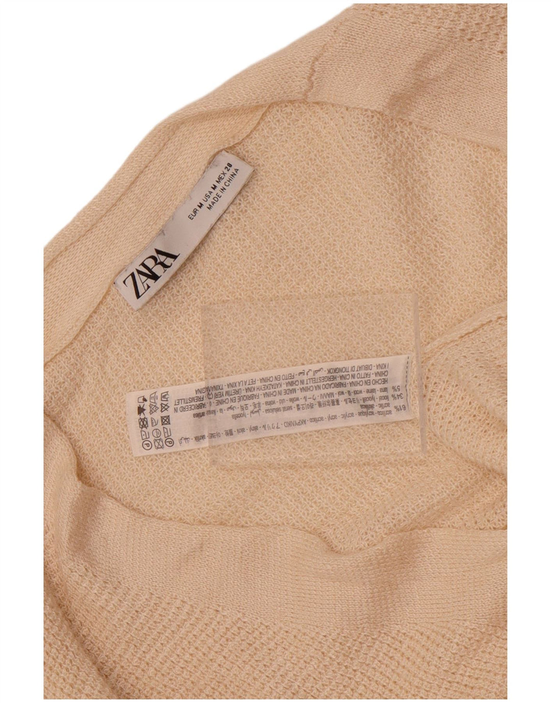 Damski sweter oversize z rękawem 3/4 Zara UK 14, średni złamanej bieli