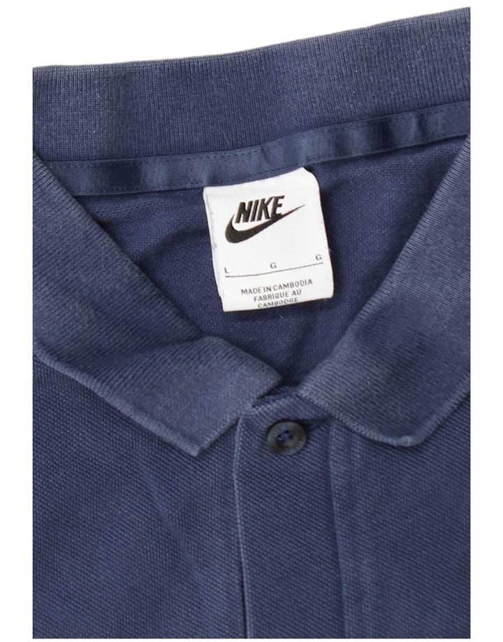 NIKE Mens Polo Shirt Large Navy Blue Cotton