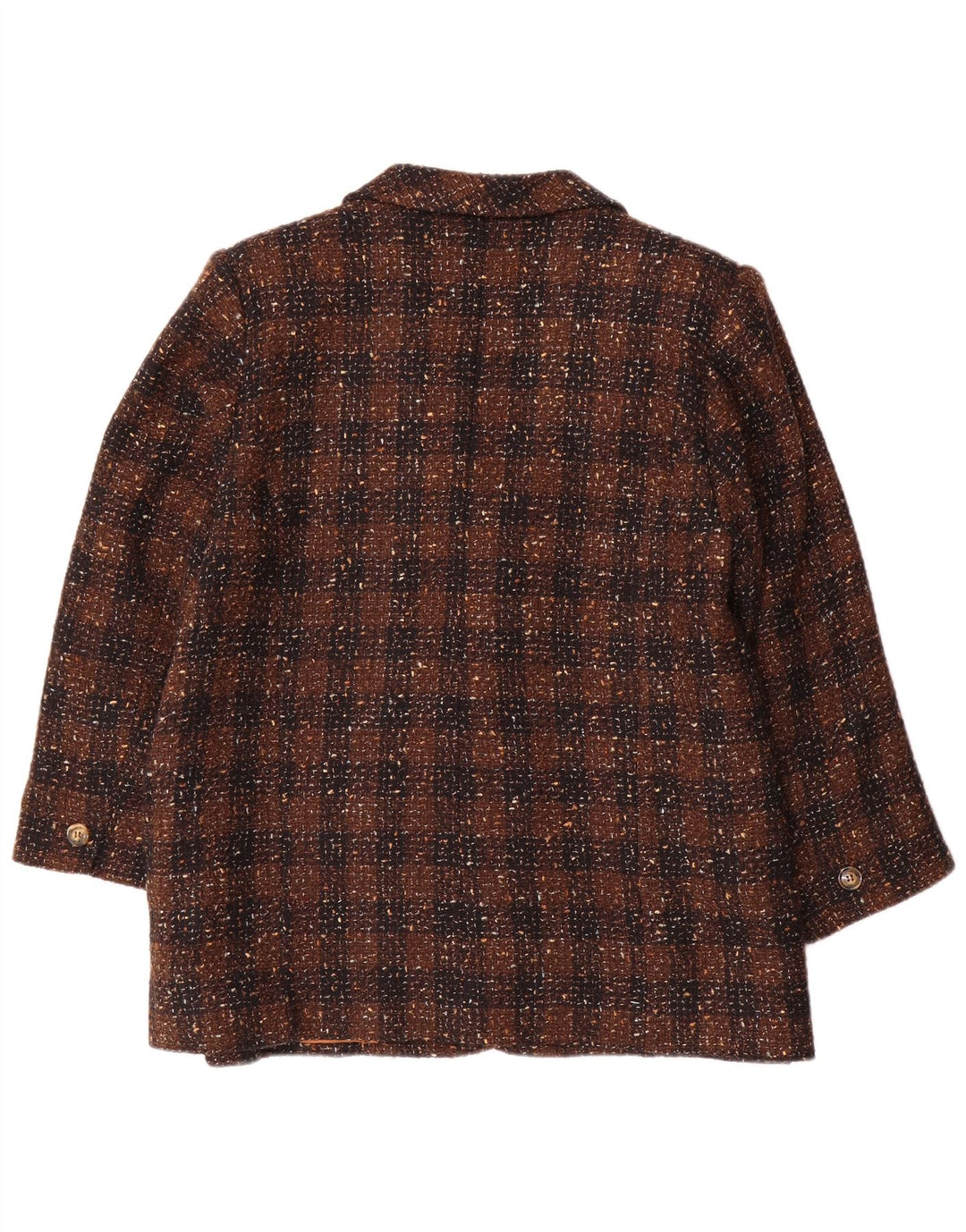 Vintage damska marynarka zapinana na 2 guziki UK 18 XL w brązową kratkę