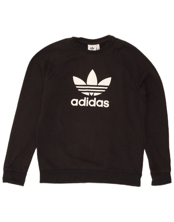 Męska bluza Adidas z grafiką, średnia czarna bawełniana
