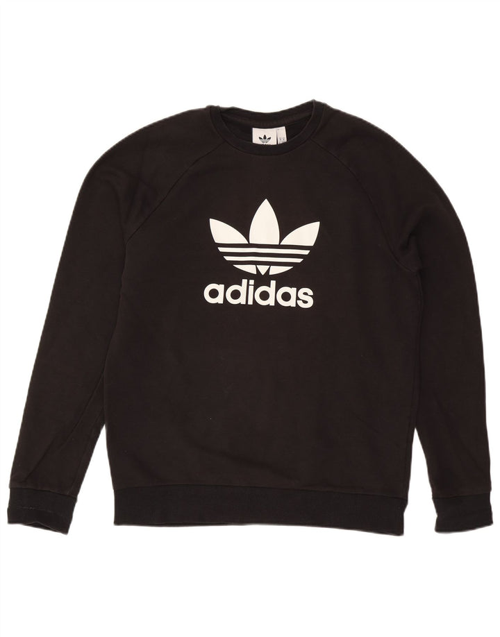 Męska bluza Adidas z grafiką, średnia czarna bawełniana