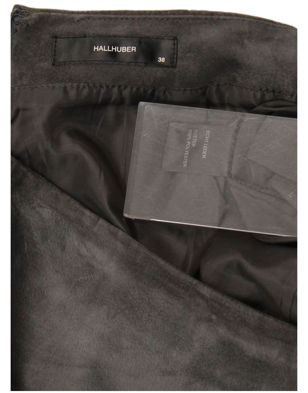 HALLHUBER Damska spódnica zamszowa EU 38 Medium W32 Szara skóra