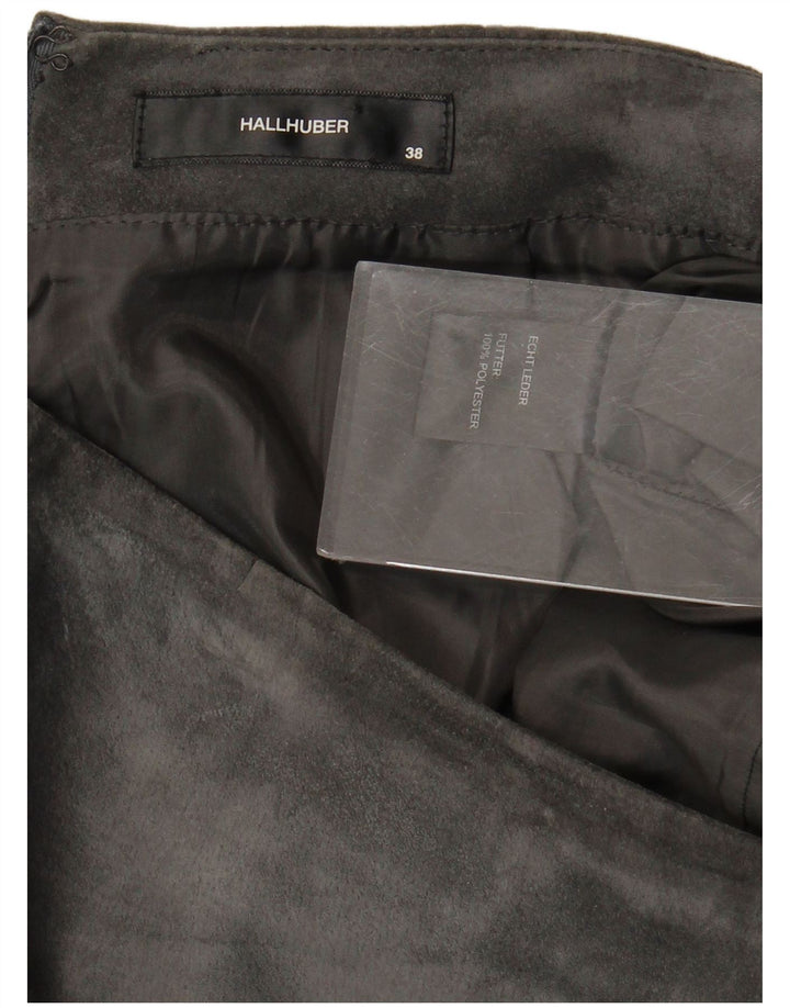 HALLHUBER Damska spódnica zamszowa EU 38 Medium W32 Szara skóra